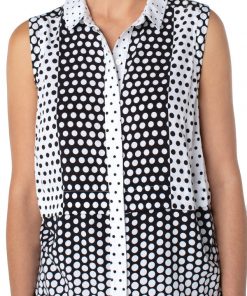 Liverpool Los Angeles Sleeveless Button Front Shirt With Hidden Placket